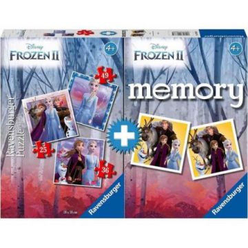 Puzzle + Joc Memory Frozen, 25 36 49 Piese