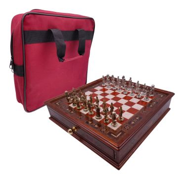 Joc sah IdeallStore®, Chess Master, 30x30 cm, lemn, maro, geanta transport