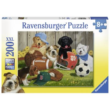 Jucarie Puzzle Ravensburger, Catelusi sportivi, 200 piese, Multicolor