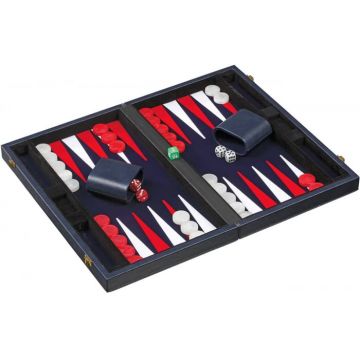 Set joc table Backgammon in stil Casino - Compact- 38x47 cm - Albastru