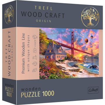 Puzzle Trefl din Lemn 1000 Piese - Apus la Golden Gate