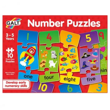 Puzzle cu numere (3 piese), Galt, 2-3 ani +