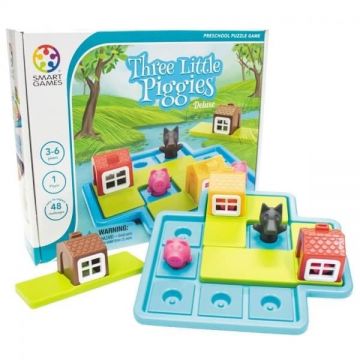 Smart Games - Three Little Piggies - Deluxe, joc de logica cu 48 de provocari, 3+ ani