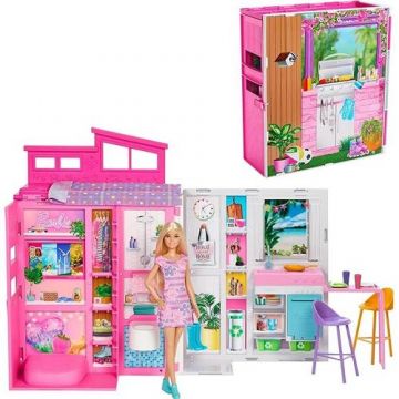 Set papusa + casuta + accesorii, Barbie Cozy House, Multicolor