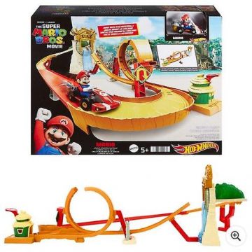 Set de joaca masinuta Mario pista regatul din jungla, Hot Wheels, 1:64