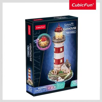 Puzzle 3D cu LED Cubic Fun Lighthouse Night Edition 72 piese