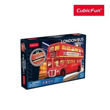 Puzzle 3D cu LED Cubic Fun London Bus Night Edition 161 piese