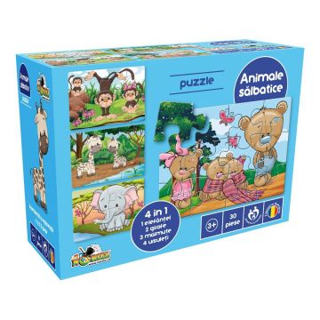 Puzzle 4 in 1 Noriel - Animale salbatice (30 piese)