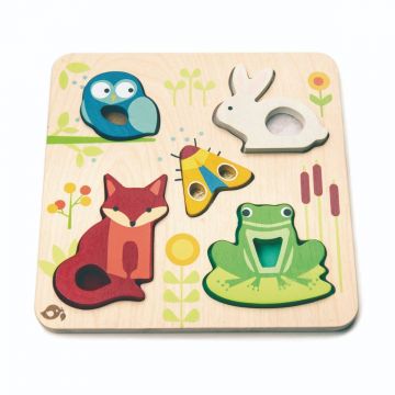 Puzzle educativ din lemn, Tender Leaf Toys, Animalute din padure