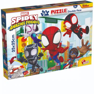 Puzzle 2 in 1 Lisciani Marvel Spidey si prietenii lui uimitori, M-Plus, 24 piese