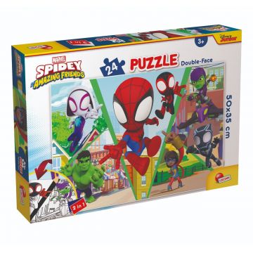 Puzzle 2 in 1 Lisciani Marvel Spidey si prietenii lui uimitori, Provocarea, Plus, 24 piese