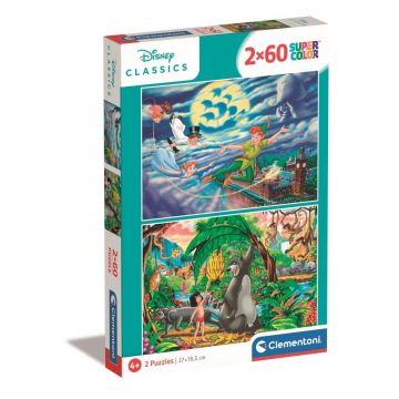 Puzzle Clementoni Disney Classics, Peter Pan Cartea Junglei, 2 x 60 piese