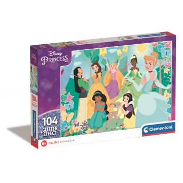 Puzzle cu sclipici Clementoni Disney Princess, 104 piese