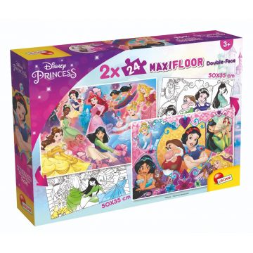 Puzzle de podea 2 in 1 Lisciani Disney Princess, Maxi, 2 x 24 piese