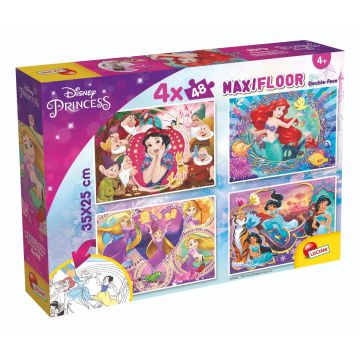 Puzzle de podea 2 in 1 Lisciani Disney Princess, Maxi, 4 x 48 piese