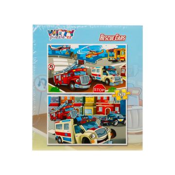 Puzzle Witty Puzzlezz, 2 x 20 piese, Vehicule de salvare