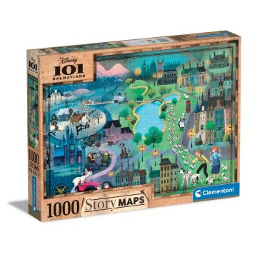 Puzzle 1000 piese Clementoni Disney Story Maps 101 Dalmatieni