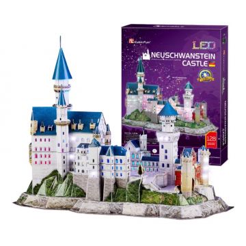 Puzzle 3D cu leduri Cubic Fun 128 piese Castelul Neuschwanstein