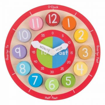 BigJigs - Ceas colorat din lemn