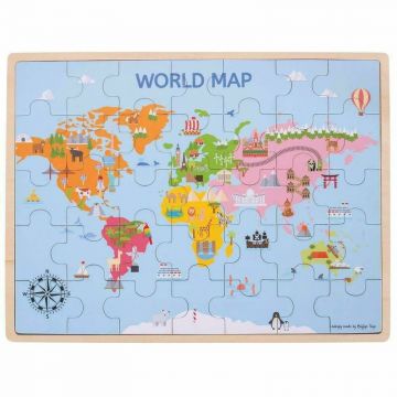 BigJigs - Puzzle din lemn Harta lumii 35 piese