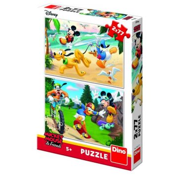 Puzzle 2 in 1 - Mickey campionul (2 x 77 piese)