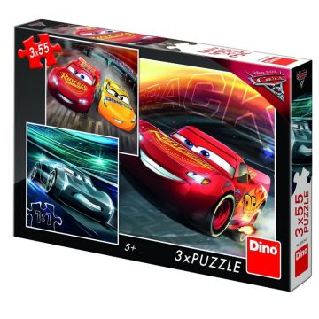 Dino - Toys - Puzzle 3 in 1 Cars 3 cursa cea mare 55 piese