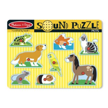 Melissa & Doug - Puzzle de lemn cu sunete Animale de companie Melissa and Doug