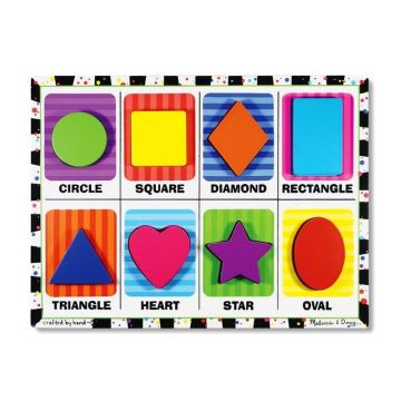 Melissa & Doug - Puzzle lemn in relief Forme geometrice Melissa and Doug