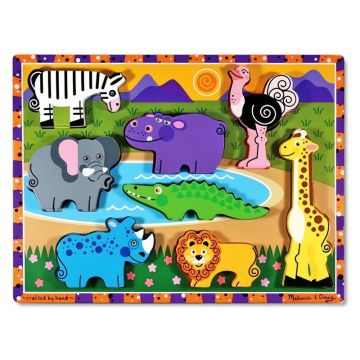 Melissa & Doug - Puzzle lemn in relief Safari Melissa and Doug