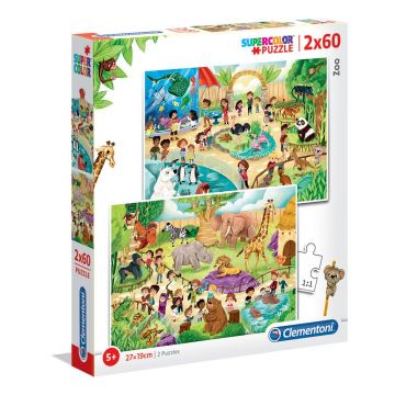 Puzzle 2x60 piese Clementoni Zoo