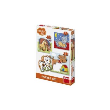 Puzzle animale Jucause , Puzzle Copii , 3 in 1, piese 12