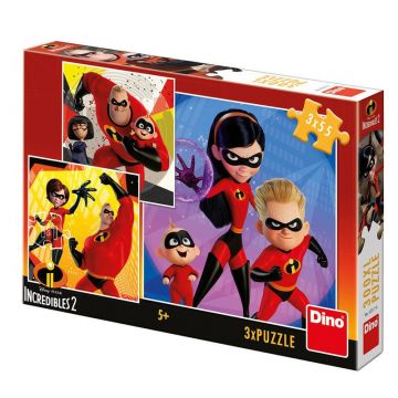 Puzzle personaje Incredibilii 2 , Puzzle Copii , 3 x 55 piese, piese 165