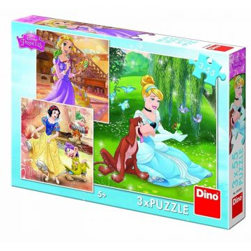 Puzzle personaje Printese jucause , Puzzle Copii , 3 x 55 piese, piese 165
