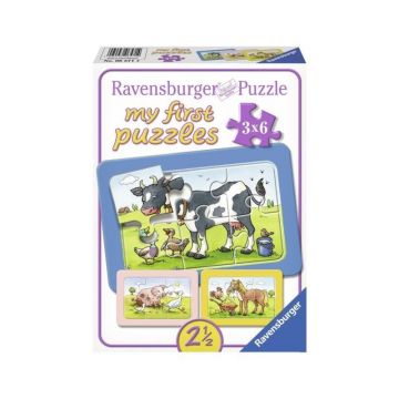 Ravensburger - Puzzle Animale prieteni, 3x6 piese