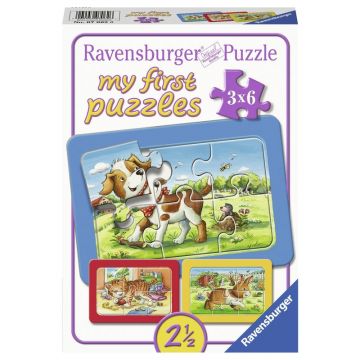Ravensburger - Puzzle Animalute, 3x6 piese