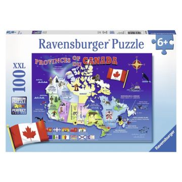 Ravensburger - Puzzle harta Canadei, 100 piese