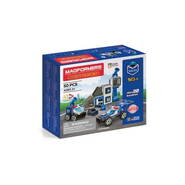 Clicstoys - Set de constructie Magnetic Uimitorul set de politie , Magformers