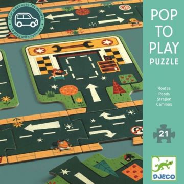 Djeco - Puzzle de podea Drumuri , Puzzle Copii , Gigant, piese 21