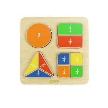 Panou educativ Fractiile (forme geometrice), din lemn, +2 ani, Masterkidz