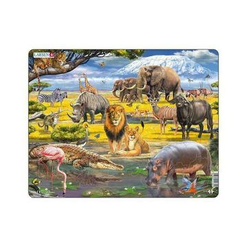 Puzzle maxi Savana africana, orientare tip vedere, 43 de piese, Larsen