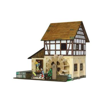 Set constructie arhitectura Moara de apa cu grinzi, 172 piese din lemn, Walachia