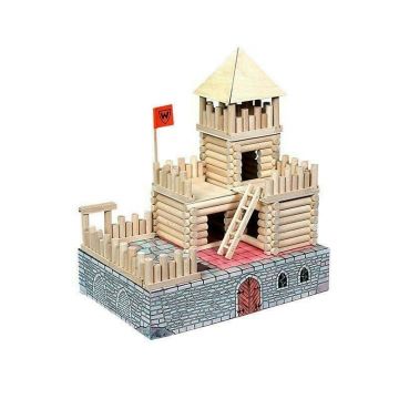 Set constructie arhitectura Vario Fort, 194 piese din lemn, Walachia