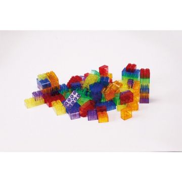 Cuburi de constructii transparente, set de 90 piese, multicolor