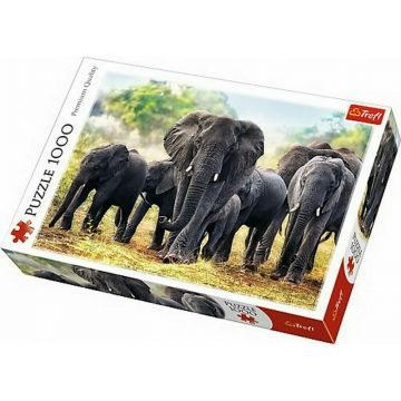 Trefl - Puzzle animale Elefanti africani , Puzzle Adulti, piese 1000, Multicolor