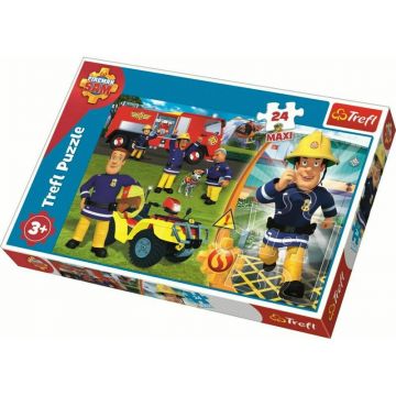 Trefl - Puzzle personaje Bravul Pompier Sam , Puzzle Copii , Maxi, piese 24, Multicolor