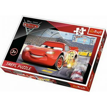 Trefl - Puzzle personaje Campionul Mcqueen Cars 3 , Puzzle Copii , Maxi, piese 24, Multicolor