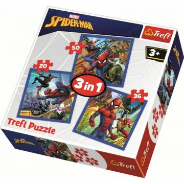 Trefl - Puzzle personaje Forta paianjenului , Puzzle Copii , 3 in 1, piese 106, Multicolor