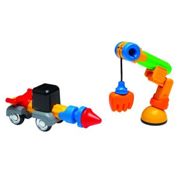 Clicstoys - Joc cu magneti Stick-O, Set de construit vehicule, 26 piese