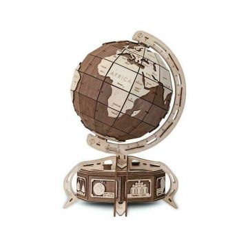 Set constructie cu mecanism Puzzle 3D THE GLOBE maro din lemn 393 piese @ EWA