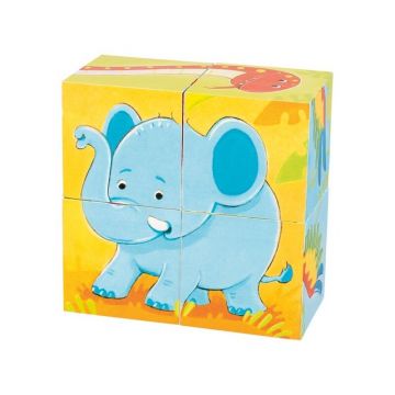 Goki - Puzzle cubic Animale salbatice Puzzle Copii, piese4